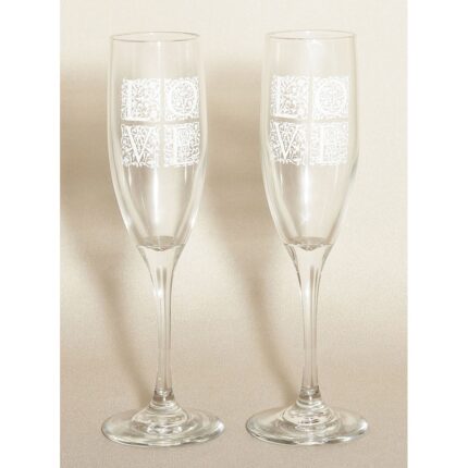 Its All About Love White Wedding Flutes