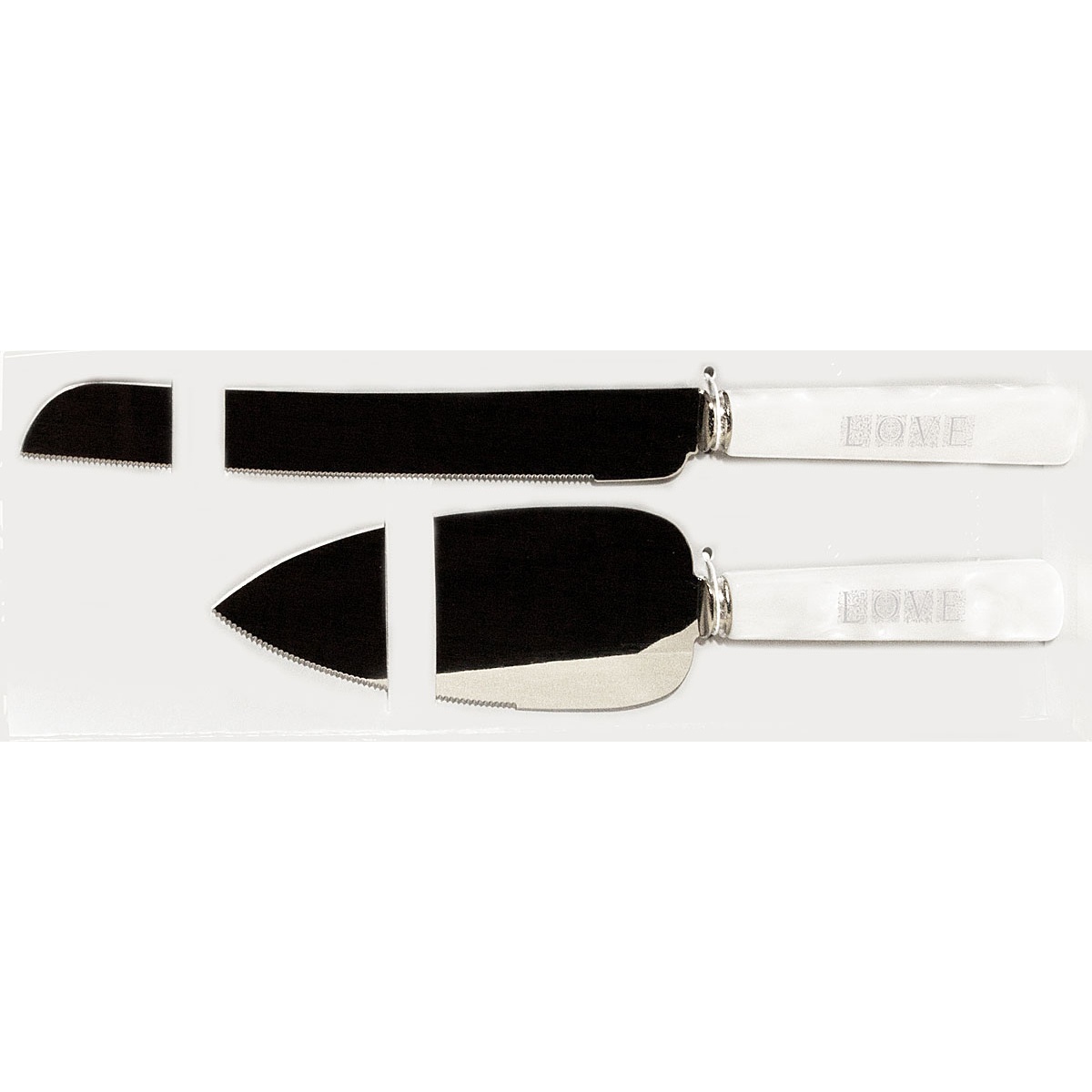 047-37409_3.jpg Its All About Love White Wedding Knife Server Set - Image 1
