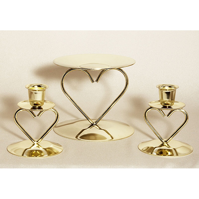 047-38100_3.jpg Heart Gold Candle Stand Wedding - Image 1