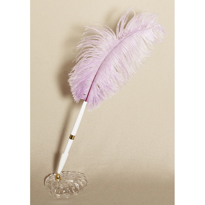 047-47647_3.jpg Pen Set Lavender Plume Glass Hear Glass Heart Wedding - Image 1