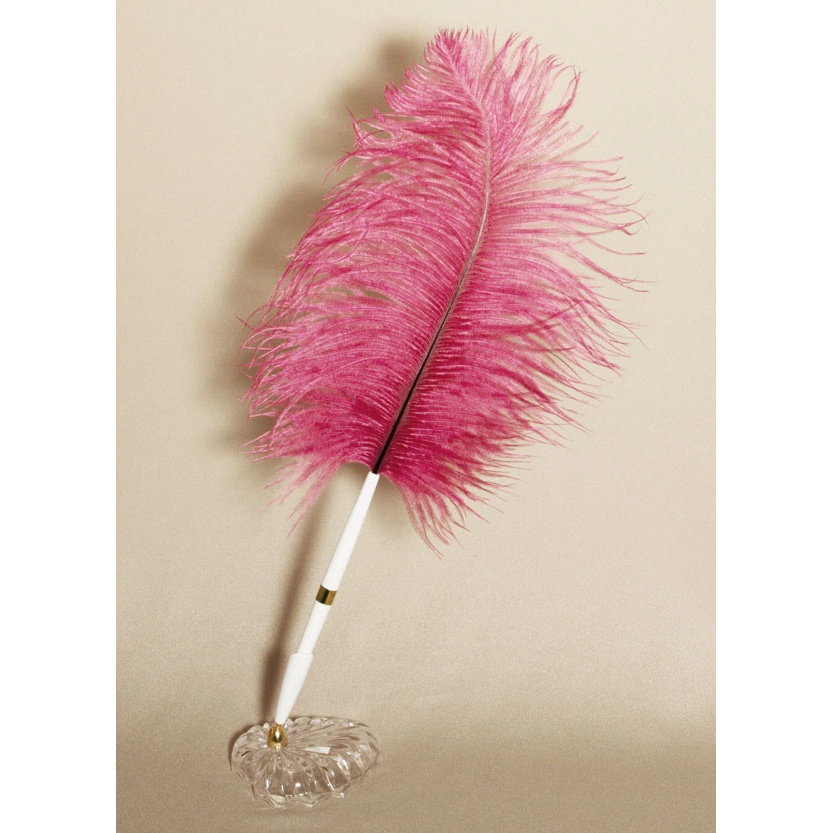 047-60110_3.jpg Pen Set Burgundy Plume Crystal Heart Wedding - Image 1