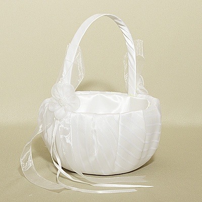 Wedding Flower Girl Basket - Schiffon Daisy