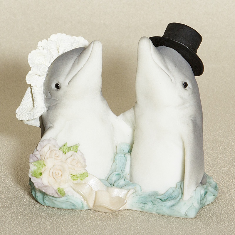 047-77030_31.jpg Wedding Cake Top - Dolphin Couple - Image 1