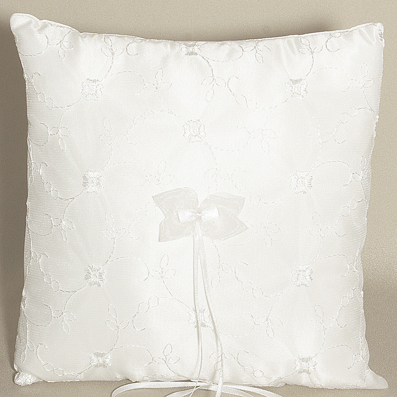 047-78601_31.jpg Wedding Ring Pillow - Embroidered Satin White - Image 1