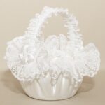 Wedding Flower Girl Basket - Puffed Satin Flower
