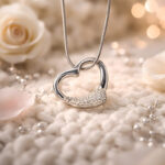 Sterling Silver Floating Heart Pendant with Embedded Stones - Image 2