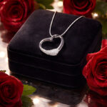 Sterling Silver Floating Heart Pendant with Embedded Stones - Image 3