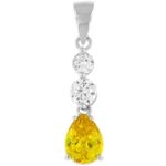 Three-Stone Silver Pendant with Yellow CZ