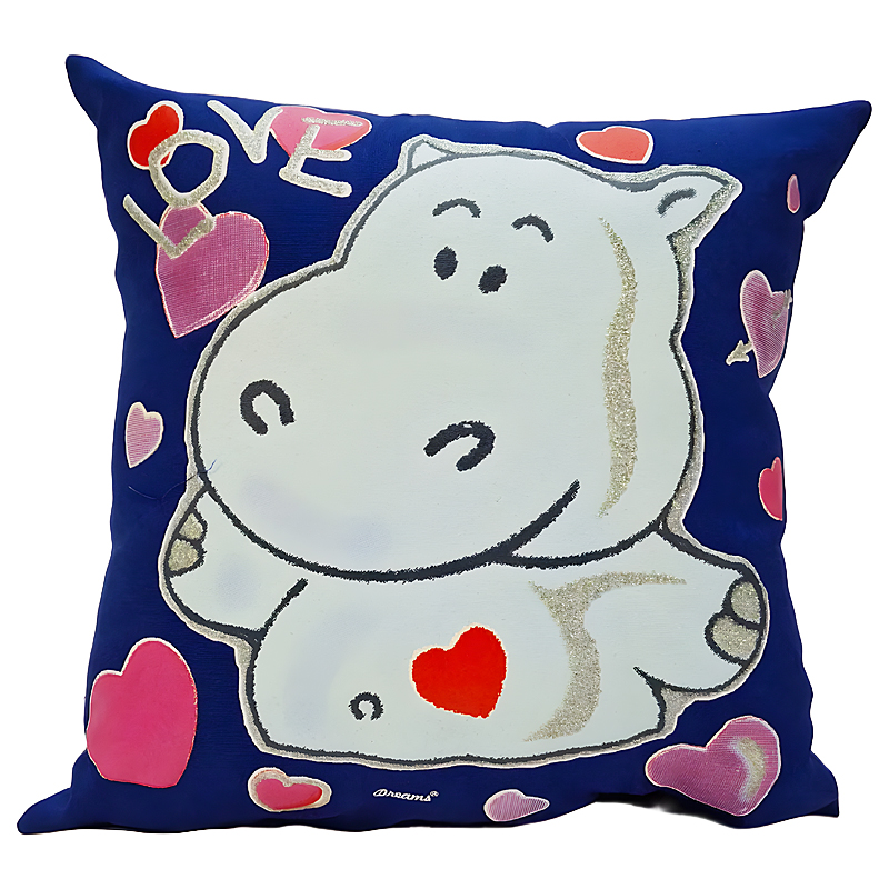 095-305-BL-LG.jpg Hippo in Love Glow Pillow - Image 1