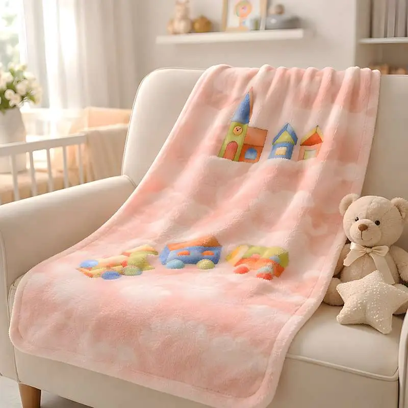 Baby Blanket Pink - Choo Choo Train