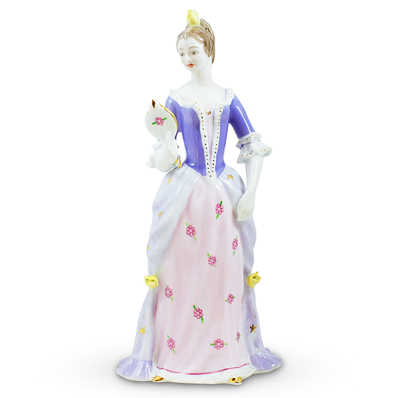 095-HOF-8138-02-LG.jpg Lady with Mirror Porcelain Figurine by Hollohaza - Image 1