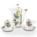 Thistle Design Porcelain Mocca Set  – 21 Carat Gold Accent