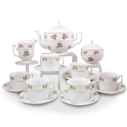 Liliane 15 Piece Porcelain Tea Set - 21 Carat Gold Accent