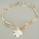 Yellow Shell Chain Necklace with Flower Pendant