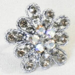 Smokey Rhinestones Flower Ring