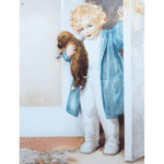 Child With Puppy Vintage Metal Sign