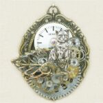 Steampunk Art Cats Brooch Pendant - Designer Jewellery