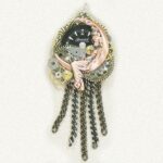 Steampunk Art Moon Brooch Pendant - Designer Jewelry