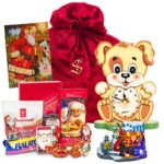 Cute Puppy Table Clock And Santa's Village Scene