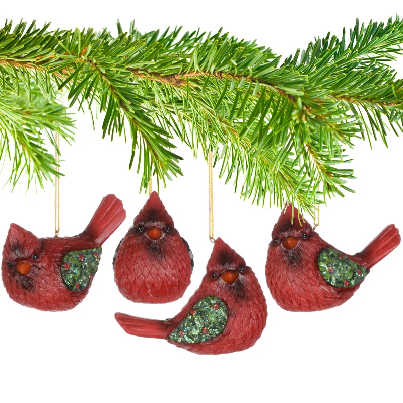 180-D0307-N-3B.jpg Cardinal Ornaments 4 piece set - Image 1