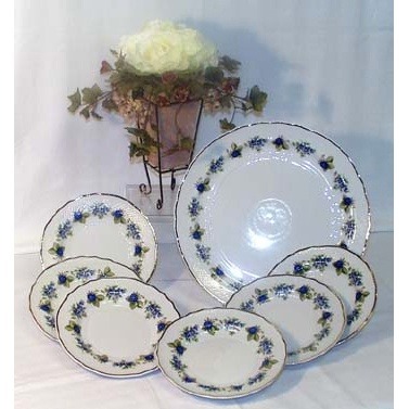 Blackberry Cake Set Fine Porcelain Hollohaza