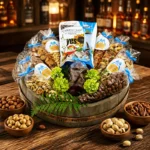 Vintage Barrel Tray with Gourmet Snacks | Gift for Beer Lovers