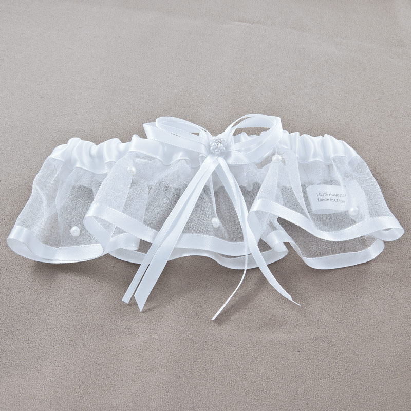 30-2225-LG.jpg Wedding Garter - Swiss Dot - White - Image 1