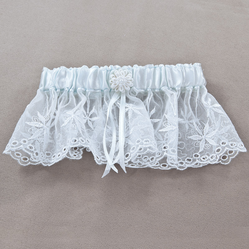 30-2235-blue-LG.jpg Scalloped Lace Bridal Garter - Blue - Image 1