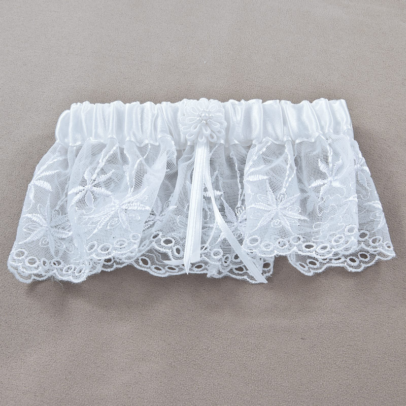 30-2235-white-LG.jpg Scalloped Lace Bridal Garter - White - Image 1