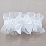 Bow Dot Wedding Garter White