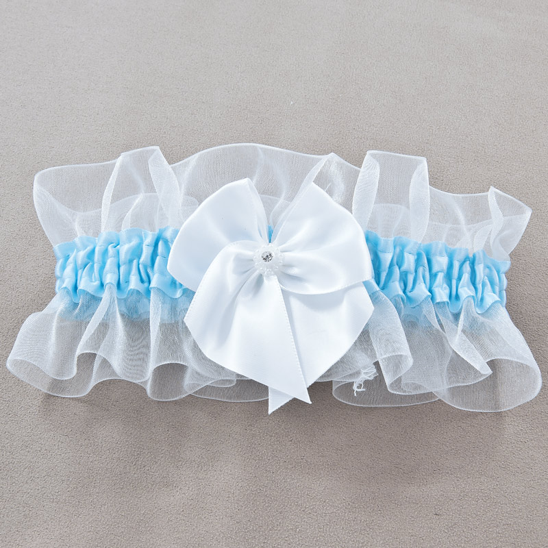 30-2250-blue-LG.jpg Bow Dot Bridal Garter Light Blue - Image 1