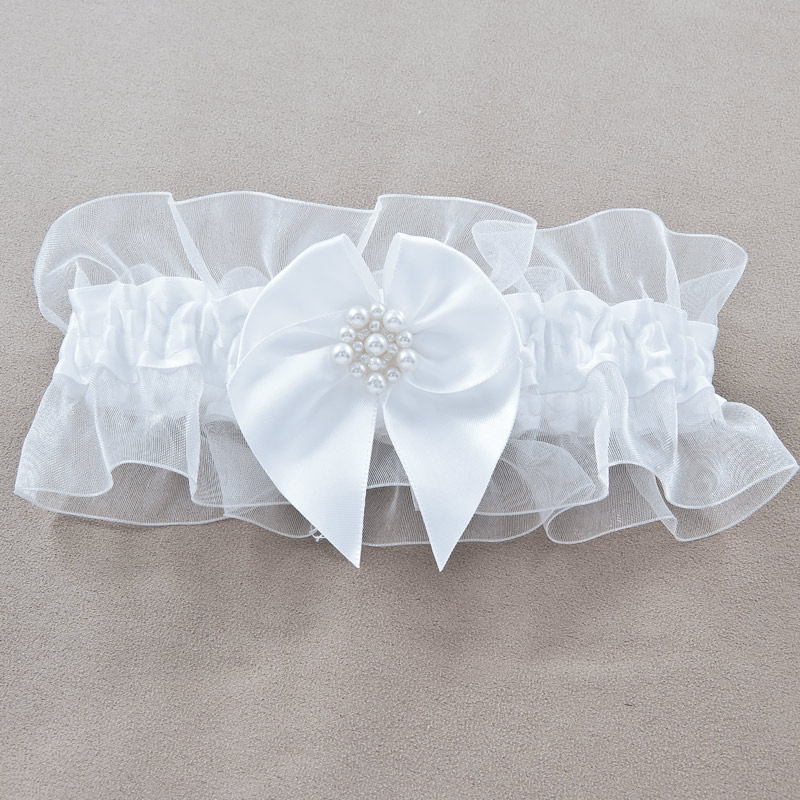 30-2450-LG.jpg Circle of Pearls Wedding Garter White - Image 1