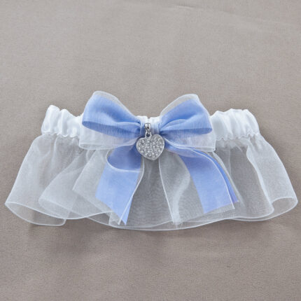 Pave Heart Wedding Garter Iris