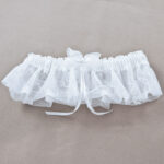 Wedding Garter - Embroidered Satin White