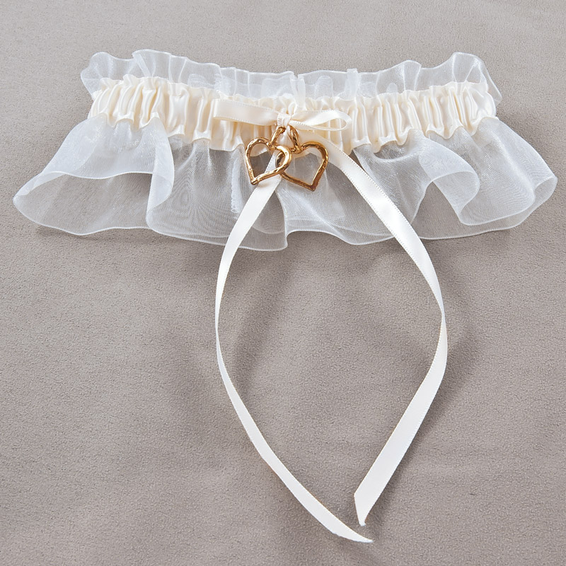 Linked at the Heart- Ivory Wedding Garter
