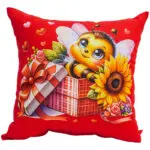 Bee in gift box pillow, double sided print 12"x12" +$36.95