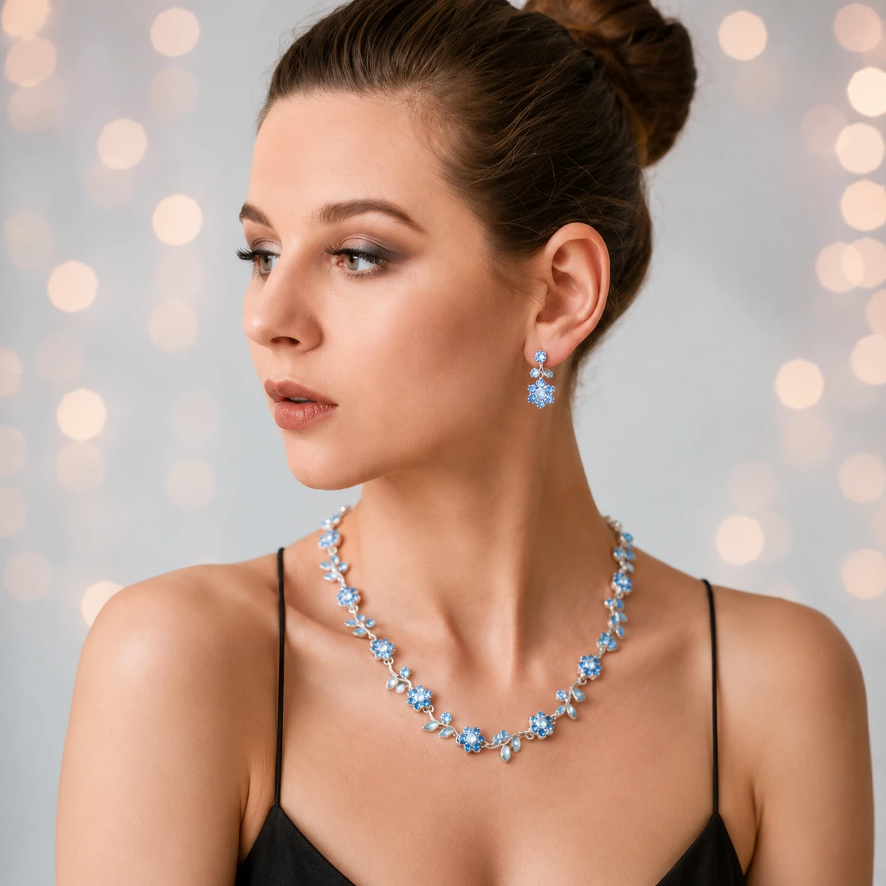 Floral Blue Crystal Choker – Maya Fashion Jewellery Floral Blue Crystal Choker - Maya Fashion Jewellery - Image 1