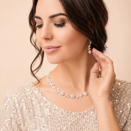 Floral Clear Crystal Choker - Maya Fashion Jewellery