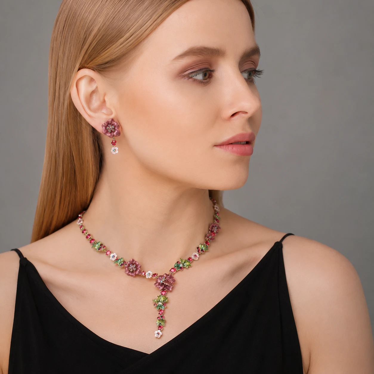 Floral Dusty Fuchsia Necklace – Fashion Jewellery Floral Dusty Fuchsia Necklace - Fashion Jewellery - Image 1