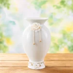Italian Murano Vase Milky Glass- Rose decal