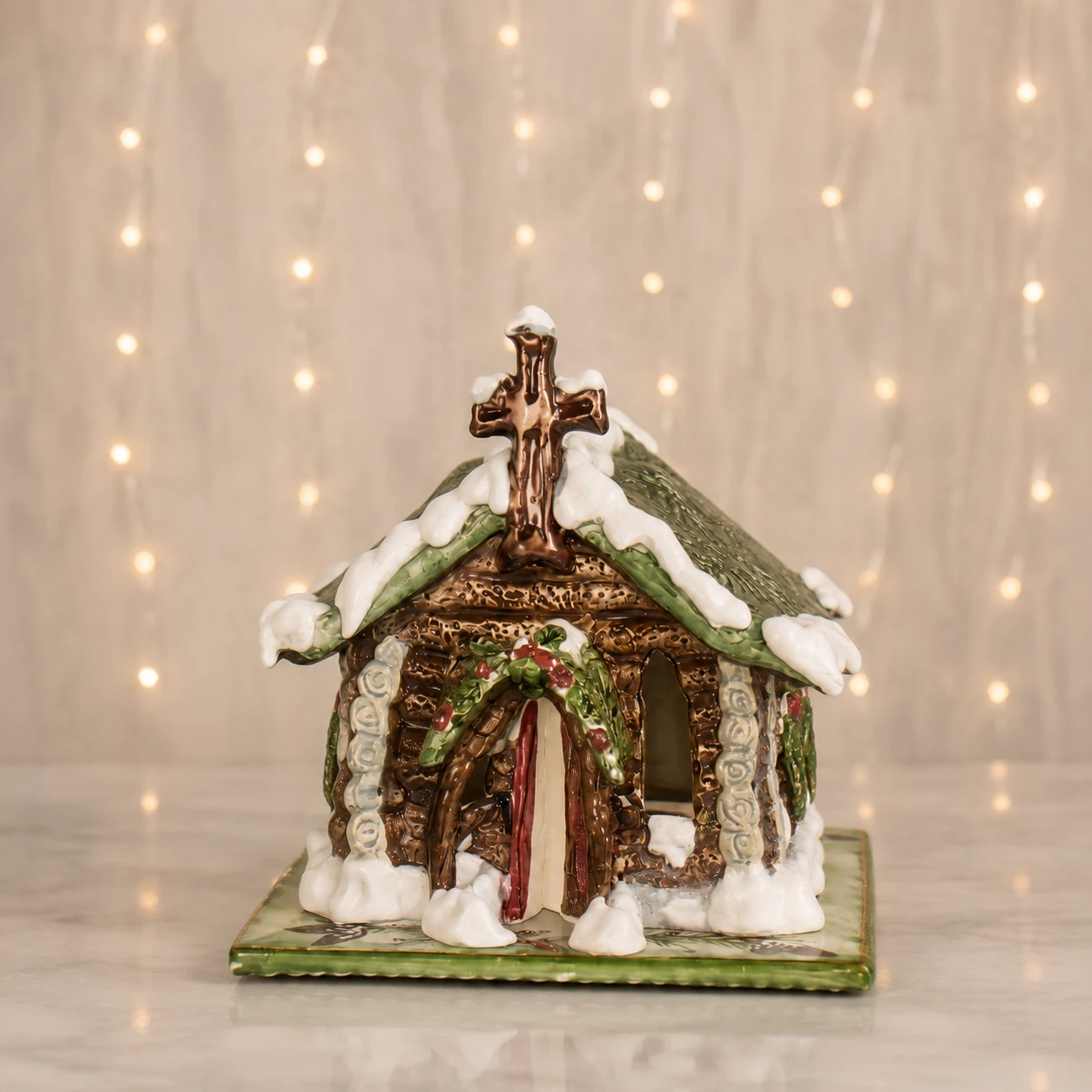Log Cabin Church Night Light- 2 pieces left Log Cabin Church Night Light- 2 pieces left - Image 1