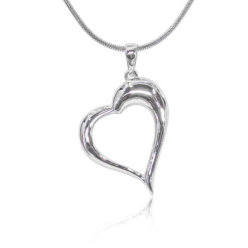 PHZ-039-LG.jpg Silver Heart Pendant on 20” Sterling Silver Chain - Image 1
