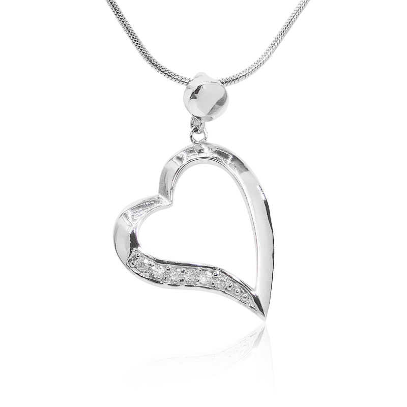 PHZ-068-LG.jpg Silver Heart Pendant & Chain - Image 1
