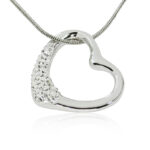 Sterling Silver Floating Heart Pendant with Embedded Stones