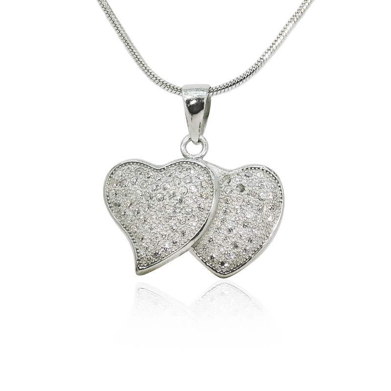 Double Heart Silver Pendant