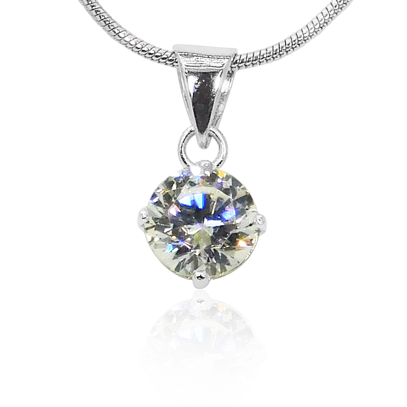 PZ-210-7-8-LG.jpg Silver Pendant with CZ 8mm Round - Image 1