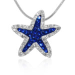 CZ Starfish Silver Pendant Vibrant Blue - Silver 18" chain