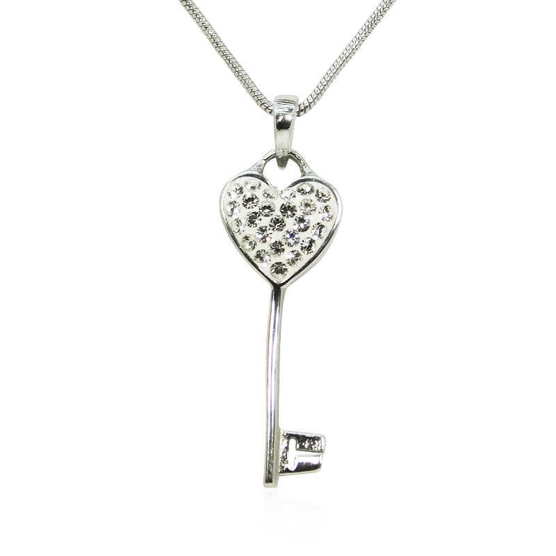 PZ-279C-LG-1.jpg Key To My Heart Silver Necklace - Image 1