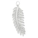 Crystal Feather Silver Pendant with 20" silver chain