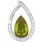 CZ Teardrop Silver Pendant Emerald - sterling silver 20" chain
